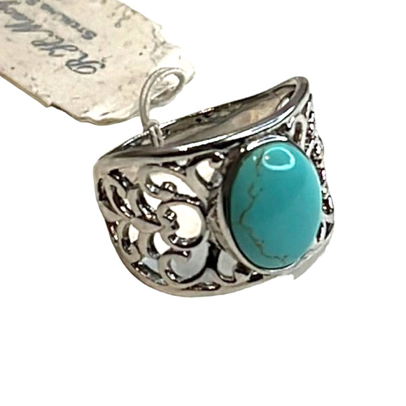 R. H. Macy Sterling Silver & Turquoise Filigree Ring - Picture 2 of 5